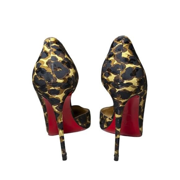 Christian Louboutin Iriza 100 Leopard Silk D'Orsay Heels Pumps Size 41 - Picture 5 of 8